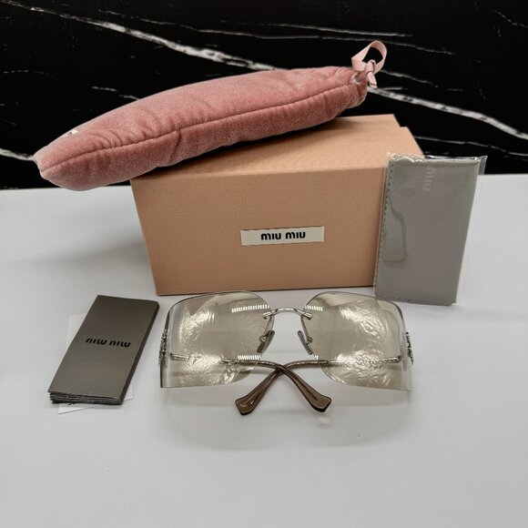 NEW MIU MIU RUNWAY SUNGLASSES MIU MIU MU54YS 1BC10F OVERSIZED WOMEN SUNGLASSES